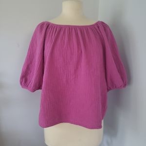Women's Top Size M Magenta Balloon sleeve top